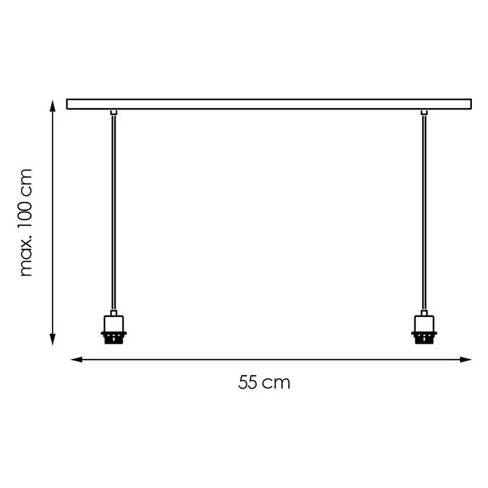 Home Sweet Home Pendelleuchte Beam 2s - L x H: 55 x 99 cm, Chrom matt, Anzahl Leuchtmittel: 2 Stk. - Skizze