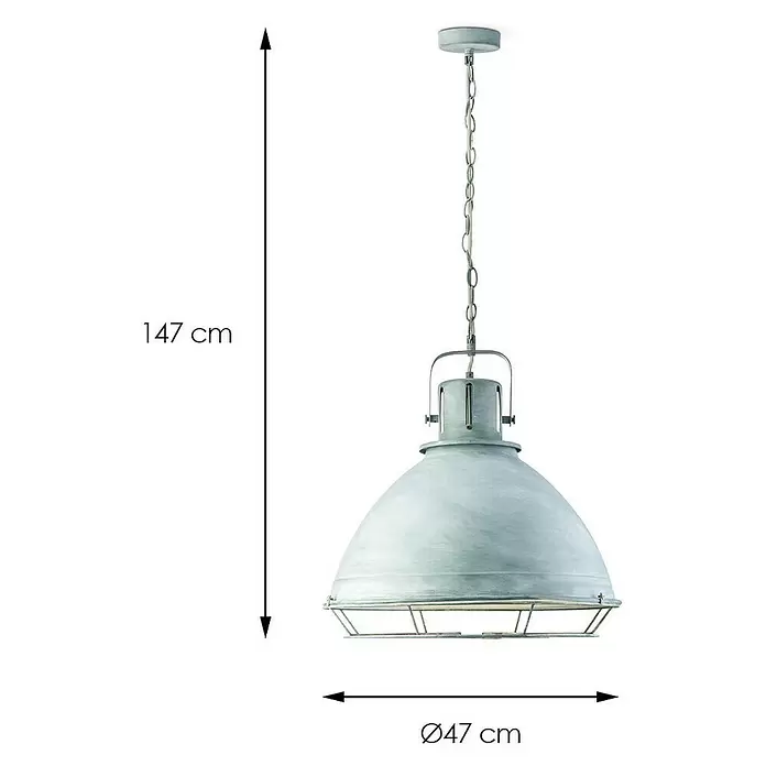 Home Sweet Home Ciment Pendelleuchte rund - Ø x H: 470 mm x 120 cm - Skizze