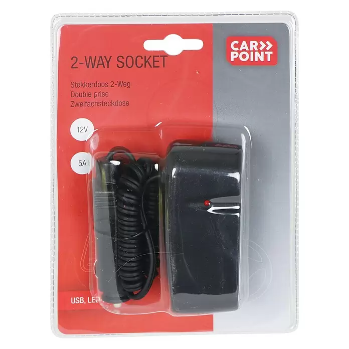 Carpoint Stekkerdoos 2-weg 10A - 12 V - Top-down weergave