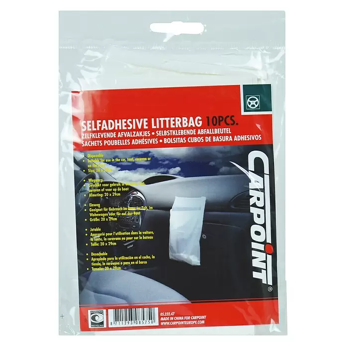 Carpoint Afvalzakken Zelfklevend - 10 st., Wit - Top-down weergave