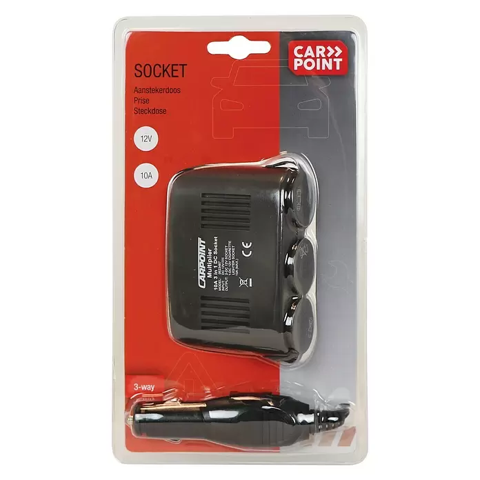 Carpoint Stekkerdoos 3-weg 10A - 12 V - Top-down weergave