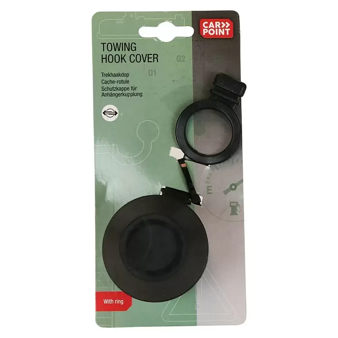 Carpoint Trekhaakdop Zwart met ring - Kunststof - Top-down weergave