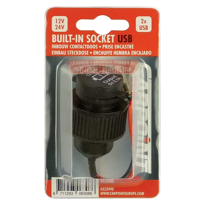 Carpoint Stekkerdoos Inbouw USB 12/24 V - 12 - 24 V - Top-down weergave