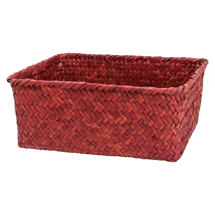 Juego de cestas - Rojo, 3 piezas, Fibra natural - Vista angular