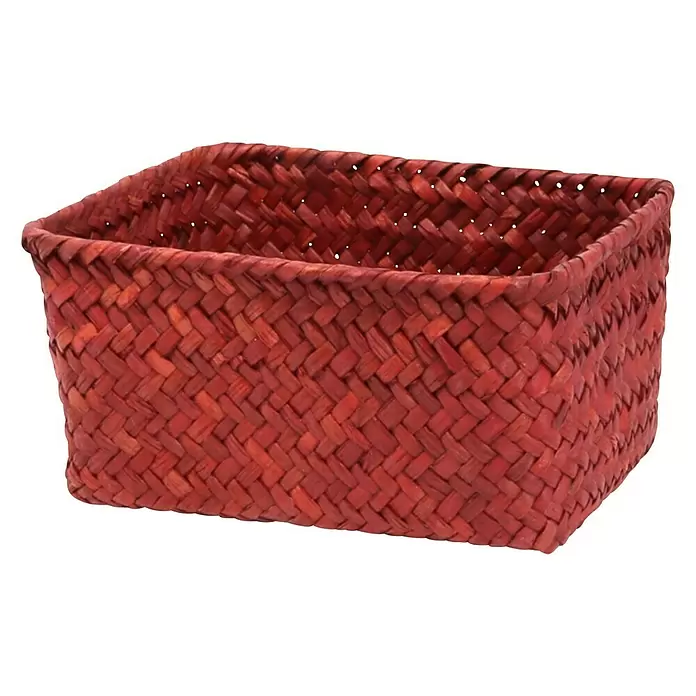 Juego de cestas - Rojo, 3 piezas, Fibra natural - Vista angular