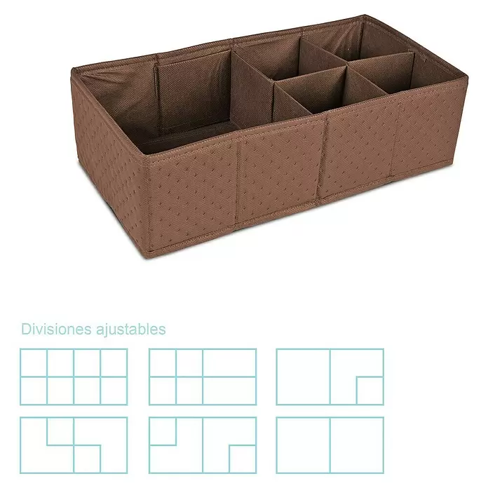Organizador acolchado - Número de compartimentos: 8 ud., Marrón - Vista angular