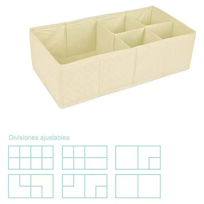 Organizador acolchado - Número de compartimentos: 8 ud., Beige - Vista angular