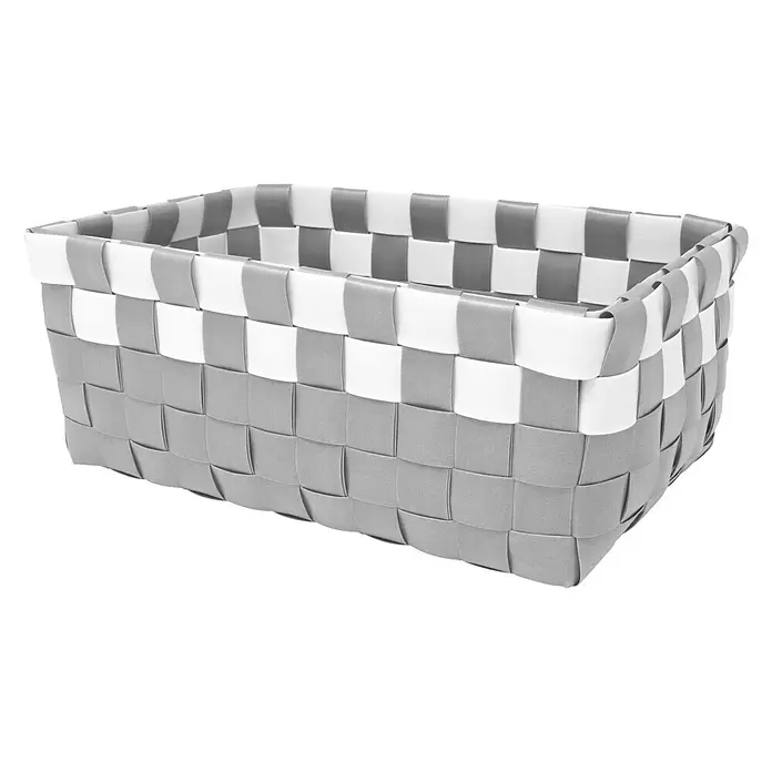 Juego de cestas trenzado - Blanco/gris, 2 piezas, Polipropileno - Vista angular