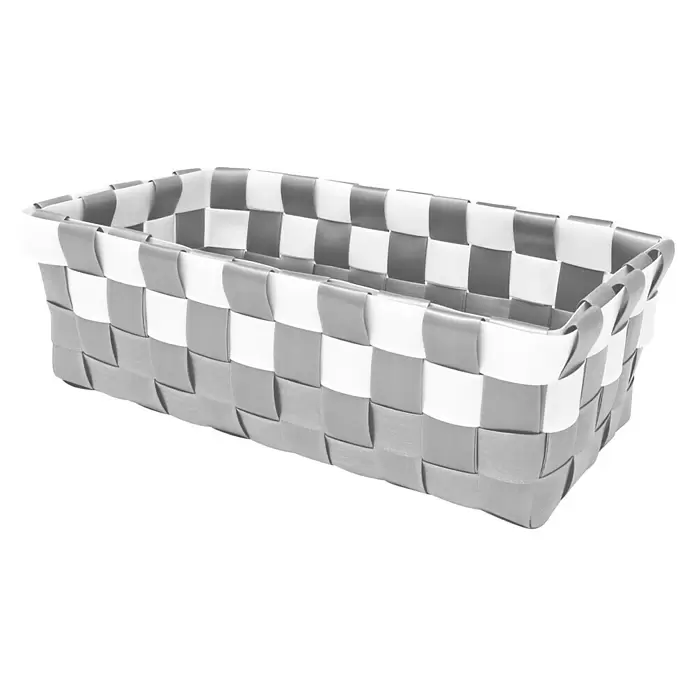 Juego de cestas trenzado - Blanco/gris, 2 piezas, Polipropileno - Vista angular
