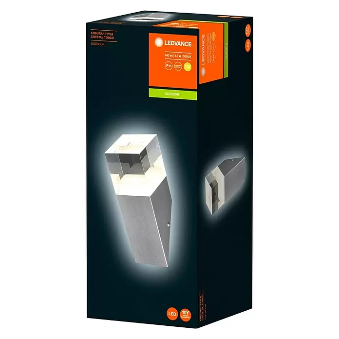 Ledvance LED-Außenwandleuchte - 4,5 W, 8 x 8 x 22,5 cm, Stahl, IP44 - Diagonale Ansicht