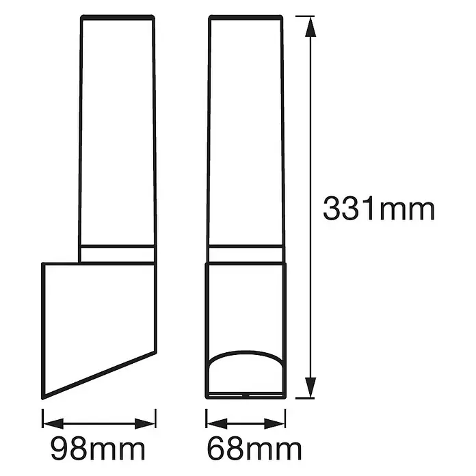 Ledvance LED-Außenwandleuchte - 7 W, 98 x 68 x 33,1 cm, Aluminum, IP44 - Skizze