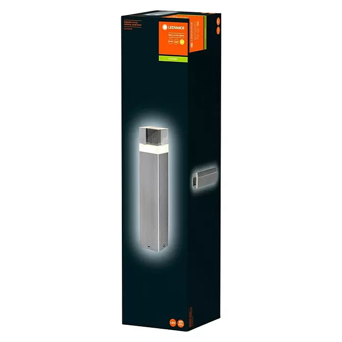 Ledvance LED-Außenleuchte Endura Crystal - Farbe Gehäuse: Stahl, IP44, 10,7 x 10,7 x 42,4 cm - Diagonale Ansicht