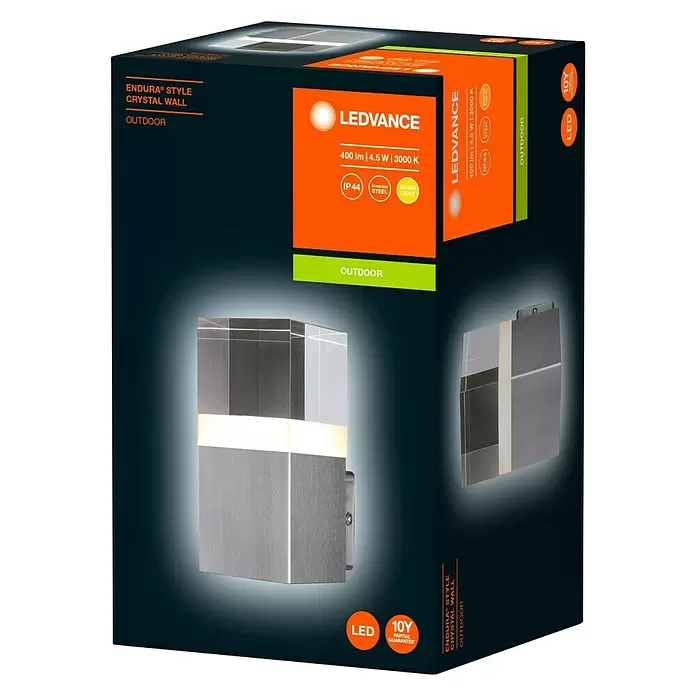 Ledvance LED-Außenwandleuchte - 4,5 W, 10,5 x 8 x 16 cm, Stahl, IP44 - Diagonale Ansicht