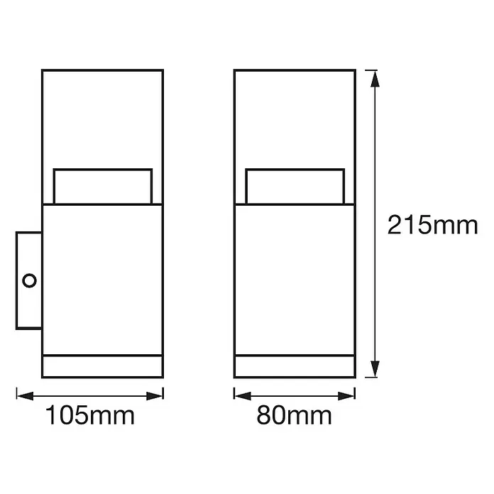 Ledvance LED-Außenwandleuchte - 9 W, 10,5 x 8 x 21,5 cm, Stahl, IP44 - Skizze