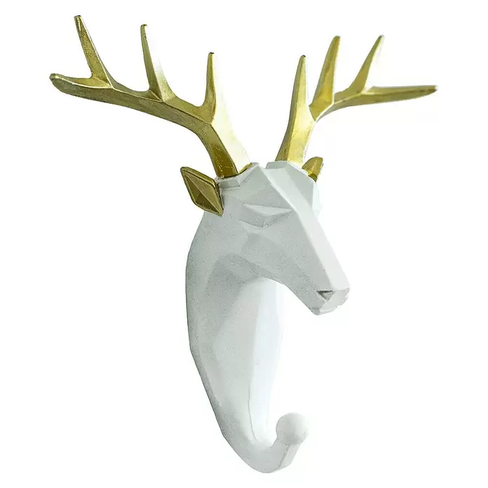Garderobenhaken Rentier - L x B x H: 16 x 6,2 x 17 cm, Weiß - Vorderansicht