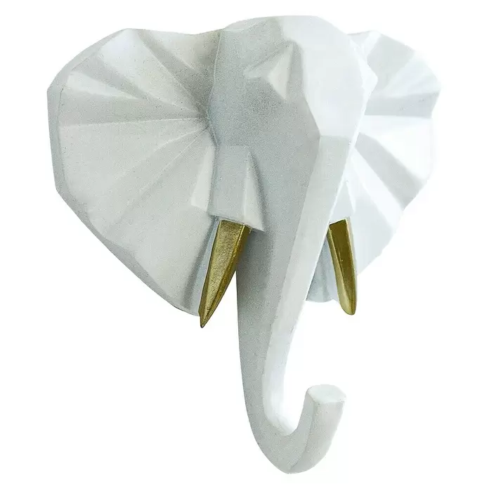 Garderobenhaken Elefant - L x B x H: 10,6 x 4 x 10,8 cm, Weiß - Vorderansicht