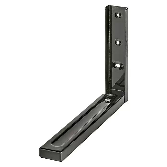 Wandkonsole - 290 x 49 x 220 mm, Belastbarkeit: 40 kg, Schwarz - Diagonale Ansicht