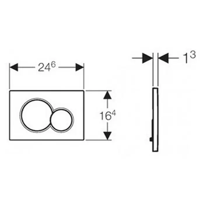 Geberit Betätigungsplatte Sigma 01 - Weiß, 2-Mengen-Spülung - Skizze