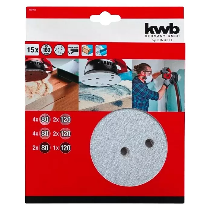 Einhell Set ljepljivih brusnih ploča KWB 180 - Promjer: 180 mm, 15 -dij. - Pogled sprijeda