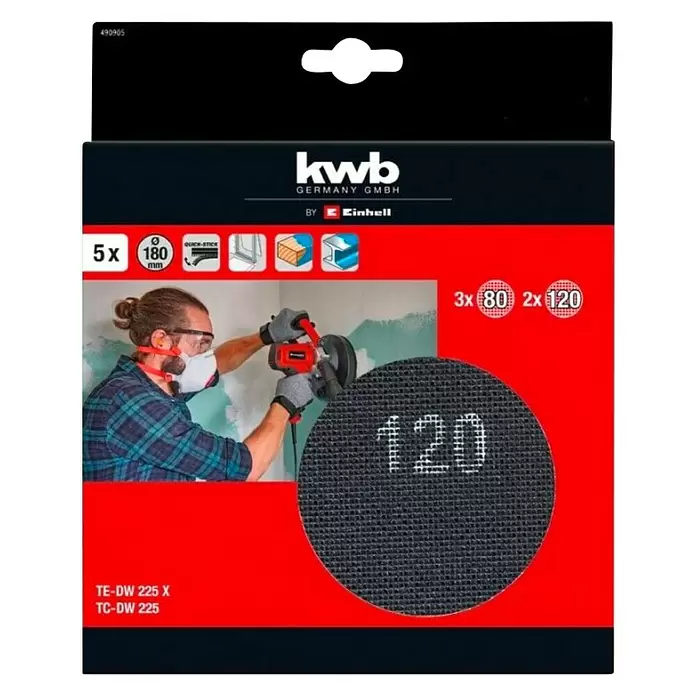 Einhell Set brusnih mreža KWB 180 - Promjer: 180 mm, 5 -dij. - Pogled sprijeda