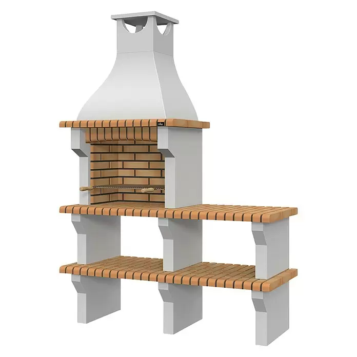 Barbacoa con chimenea Silves y mesa lateral - Superficie parrilla: 62 x 38 cm, Hormigón - Vista angular