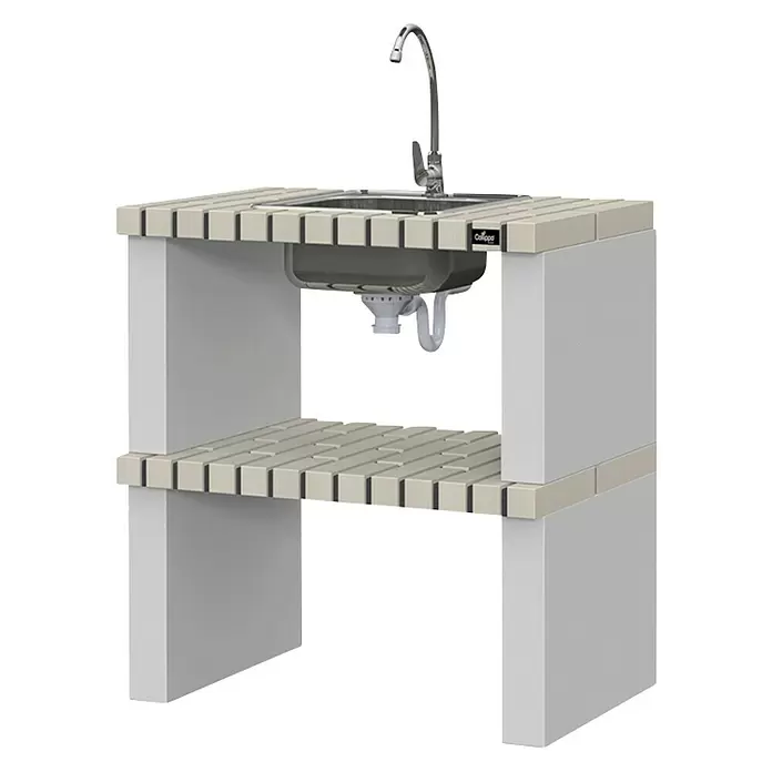 Mesa lavadero modular para barbacoa Alvor - 81 x 47 x 86 cm - Vista angular