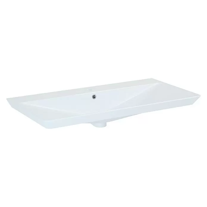 Riva Vulcano Einbauwaschbecken - 100,5 x 51 cm, Keramik, Weiß - Diagonale Ansicht