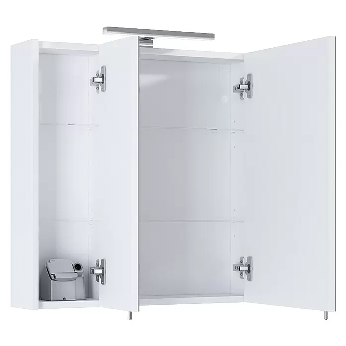 Riva Vulcano LED-Spiegelschrank - 60 x 61,8 cm, Mit Beleuchtung, Spanplatte, Weiß - Diagonale Ansicht