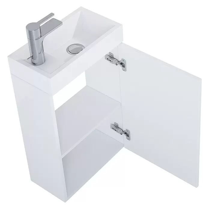 Riva Badmöbel-Set Young - 40 cm, Weiß, Glänzend - Diagonale Ansicht