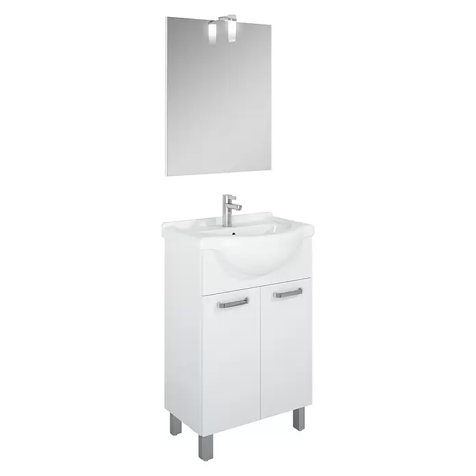 Riva Badmeubelset Solo - 55 cm, Wit, Hoogglans - Vooraanzicht