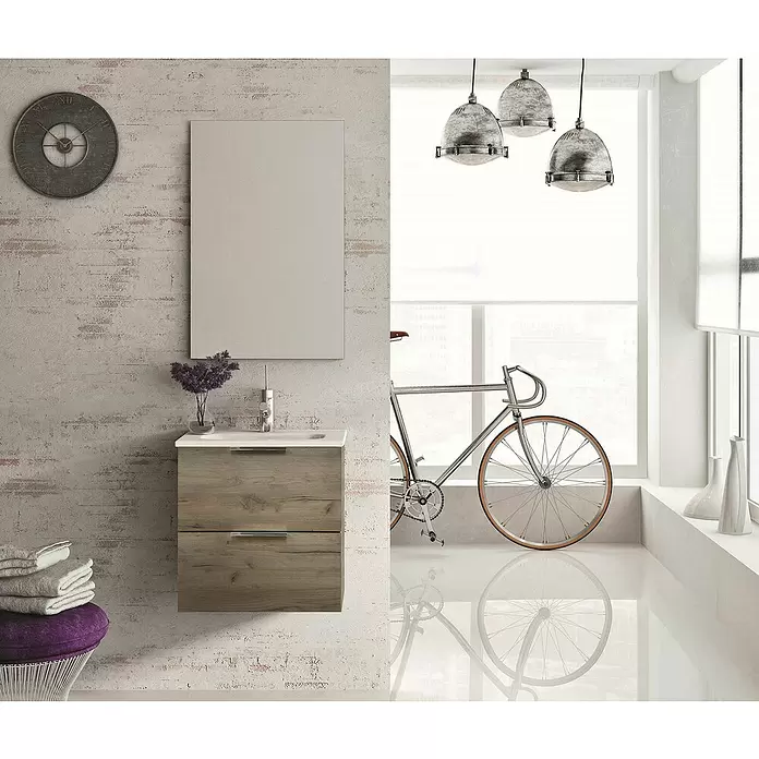 Badmöbel-Set Street Plus - 51,5 cm, 2 -tlg., Eiche Silber, Matt - Stimmungsaufnahme