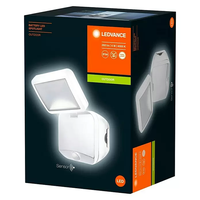 Ledvance Sensor-LED-Außenwandstrahler Single - 4 W, Weiß, Bewegungsmelder, 1-flammig - Diagonale Ansicht