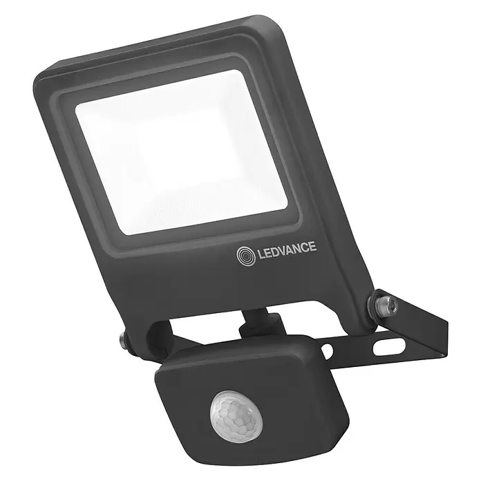 Ledvance LED-Strahler Endura Flood - Anthrazit, Sensor, 20 W, IP44 - Diagonale Ansicht