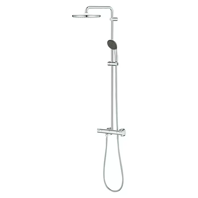 Grohe Vitalio Start Duschsystem 250 - Mit Thermostatarmatur, Lochabstand: 101,6 cm, Anzahl Strahlarten: 2 Stk., Chrom - Diagonale Ansicht