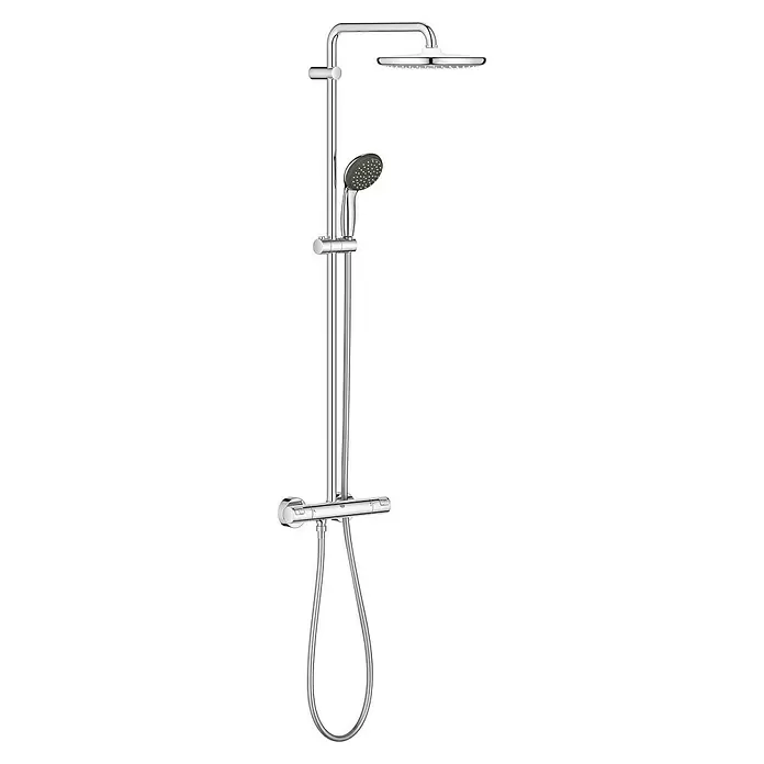 Grohe Vitalio Start Duschsystem 250 - Mit Thermostatarmatur, Lochabstand: 101,6 cm, Anzahl Strahlarten: 2 Stk., Chrom - Diagonale Ansicht