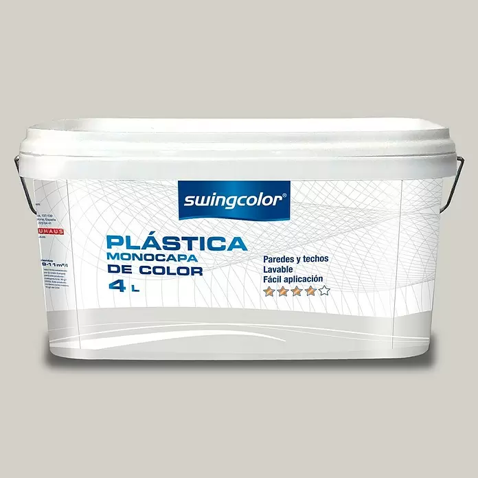swingcolor Pintura para paredes - Gris suave, 4 l, Mate - Vista frontal