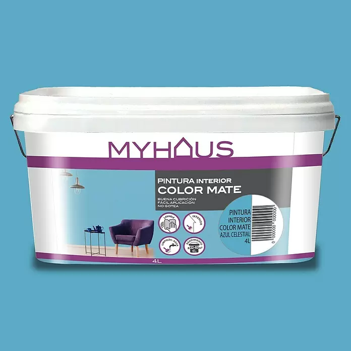Pintura para paredes Myhaus - Celestial, 4 l, Mate - Vista frontal