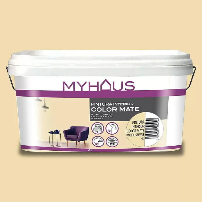 Pintura para paredes Myhaus - Marfil Salvaje, 4 l, Mate - Vista frontal