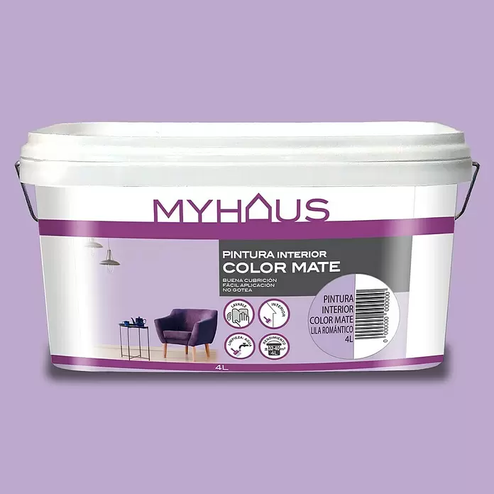 Pintura para paredes Myhaus - Lila Romántico, 4 l, Mate - Vista frontal