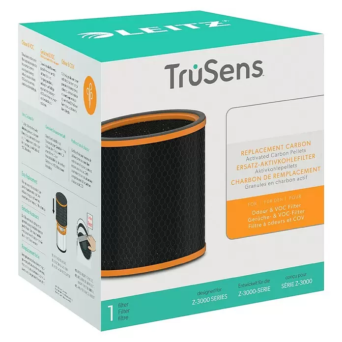 Leitz TruSens Aktivkohlefilter Gerüche & VOC - Passend für: TruSens Luftreiniger Z-3000/Z-3500, Höhe: 22,2 cm - Diagonale Ansicht