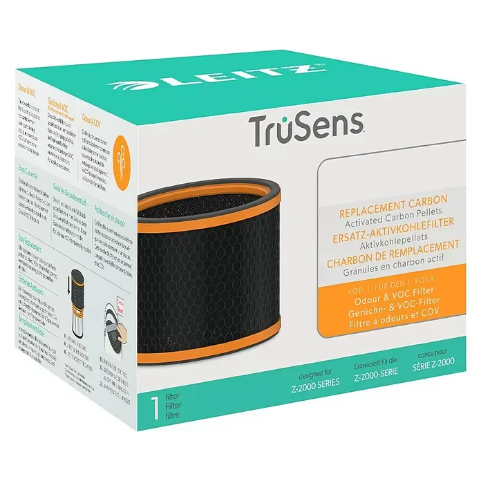 Leitz TruSens Aktivkohlefilter Gerüche & VOC - Passend für: TruSens Luftreiniger Z-2000/Z-2500, Höhe: 14,8 cm - Diagonale Ansicht