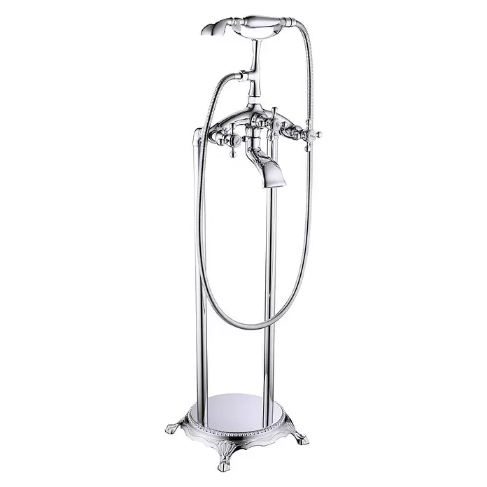Sanotechnik Wannenstandarmatur Retro - Höhe: 175 cm, Chrom, Glänzend - Diagonale Ansicht