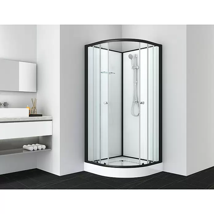 Sanotechnik Komplettdusche Bela halbrund - 80 x 80 x 203 cm, Schwarz - Stimmungsaufnahme