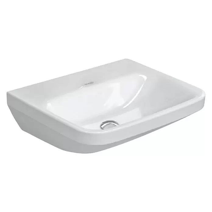 Duravit DuraStyle Waschtisch Med - 55 x 44 cm, Mit schmutzabweisender Glasur, Hahnloch: Ohne, Ohne Überlauf - Diagonale Ansicht