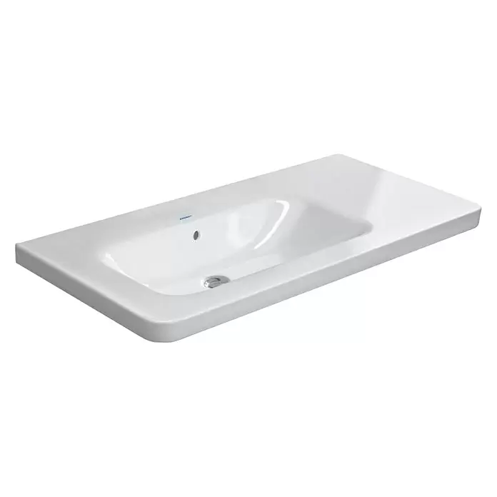 Duravit DuraStyle Waschtisch - 100 x 48 cm, Ohne Spezialglasur, Hahnloch: Ohne, Mit Überlauf, Weiß, Ablagefläche: Rechts - Diagonale Ansicht