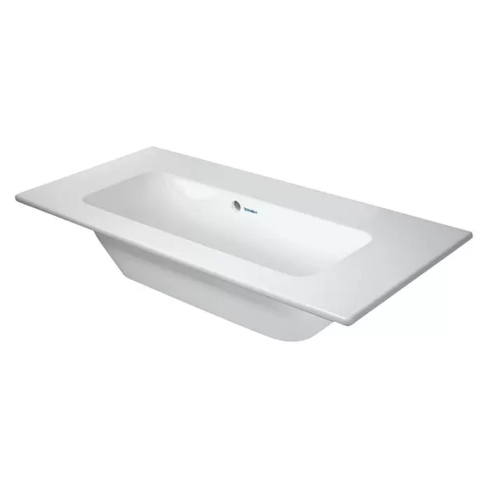 Duravit ME by Starck Waschtisch Compact - 83 x 40 cm, Ohne Spezialglasur, Hahnloch: Ohne, Mit Überlauf, Weiß - Diagonale Ansicht