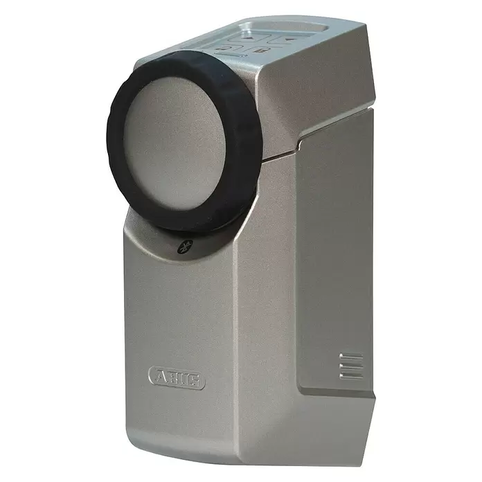 Abus HomeTec Pro Funk-Türschlossantrieb CFA3100S - Silber, L x B x H: 66 x 51 x 138 mm, Einsatzbereich: Hauseingangstür - Diagonale Ansicht