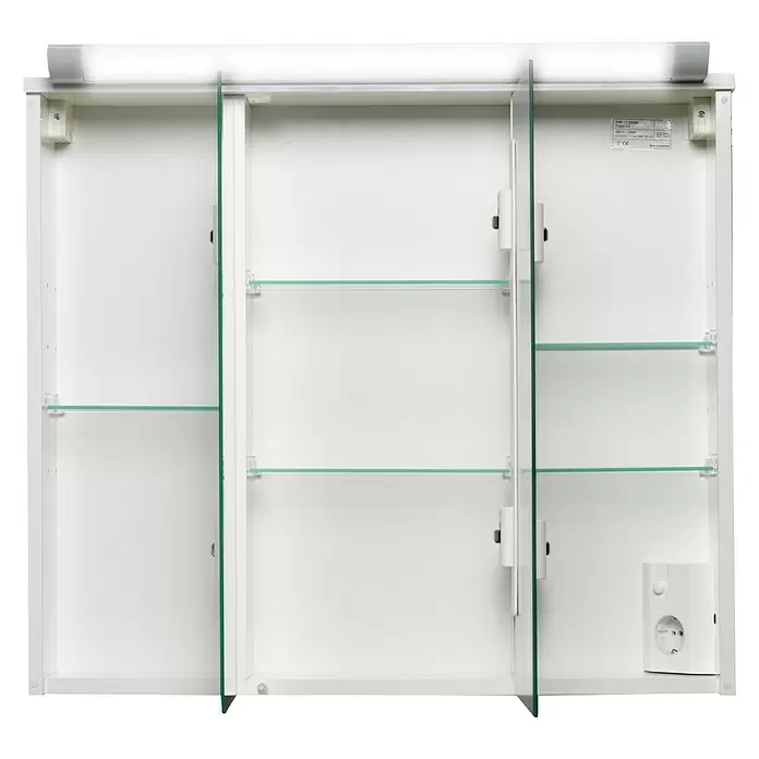 Riva Spiegelschrank Fusio - B x H: 72,5 x 66 cm, Mit Beleuchtung, MDF, Weiß - Vorderansicht