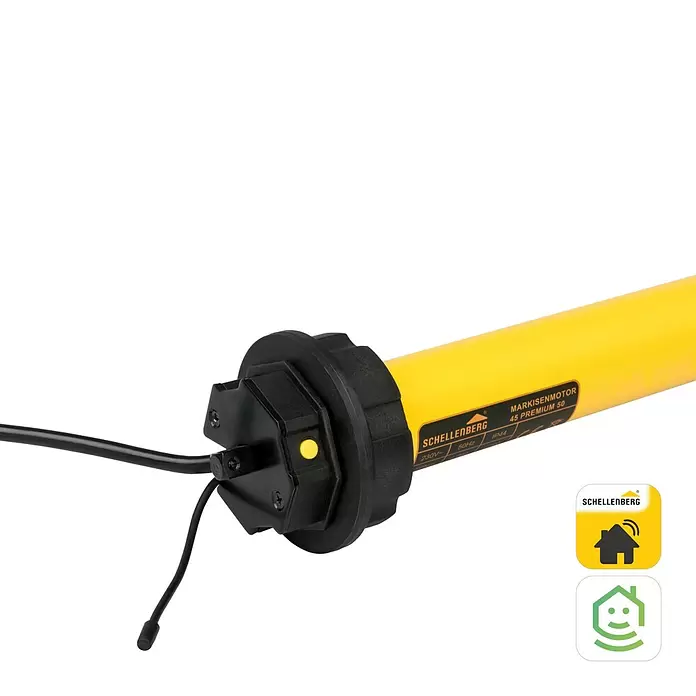 Schellenberg Smart Home Markisenmotor Funk Premium 50 - Länge: 620 mm, Max. Drehmoment: 50 Nm, Geeignet für: Gelenkarmmarkisen - Detailaufnahme