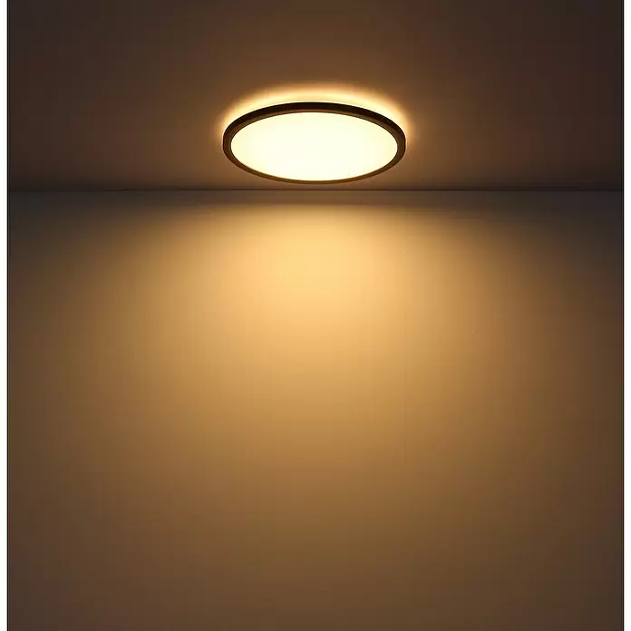 Globo LED mennyezeti lámpa kerek - 24 W, Fekete, fehér, opál, Meleg fehér - Hangulatos felvétel